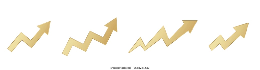 A set of golden arrows pointing upward, symbolizing growth, progress, and success.