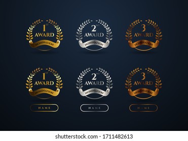 Set of golden award nomination. Golden, Silver and bronze award nomintaion