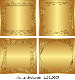 set of golden  backgrounds -  vector illustration