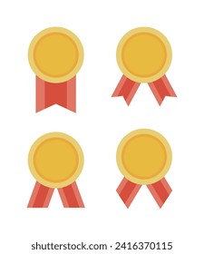 Set von goldenen Badge-Illustrationen Symbole symbolisieren Zertifikat, Meisterschaft, Graduierung, Sieg, Beste, Glückwunsch, Preis, Beste und Erfolg.