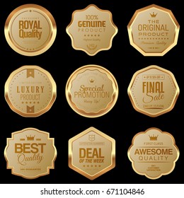 Set of golden badges