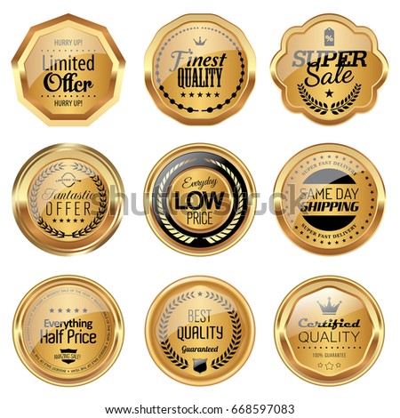 Set of golden badges