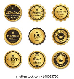 Set of golden badges. Vector illustration