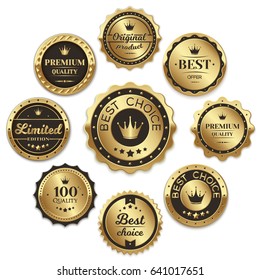 Set Golden Badges Vector Illustration Stock Vector (Royalty Free ...