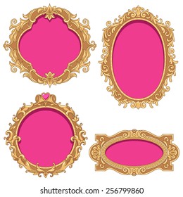 Set of golden baroque frames for your design and decoration