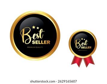 Set of Golden best seller label for business purpose