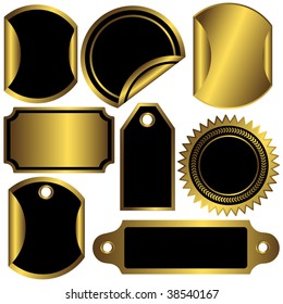Set golden and black  labels  (vector)