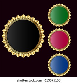 set of golden blank label, vector illustration	