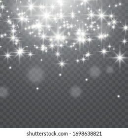 Conjunto de efectos brillantes dorados del fuego, resaltados en un tono transparente. El sol relámpago con los rayos y el foco. Efecto brillante. La estrella brilló.