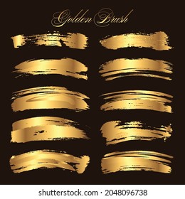 set of golden brush strokes	