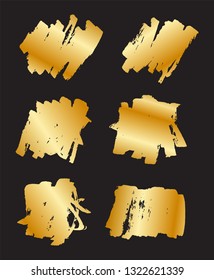 Set of golden brushes.Abstract golden banners.