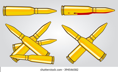 set of golden bullets icons