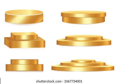 Set of golden catwalks , first place, fame and popularity. Vector illustration