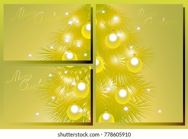 Set of golden Christmas Cards. EPS10 vector illustration