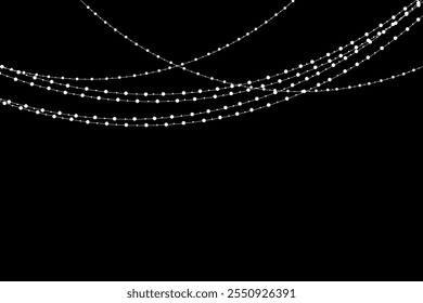 Set of golden Christmas glowing garlands with sparks.Christmas lights isolated on transparent background. For congratulations, invitations and advertising design. Vector
