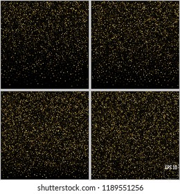 Set of Golden confetti on a black background. Luxury festive background. Golden translucent abstract dot on a black background. Element of design. Vector illustration. 4 in 1
