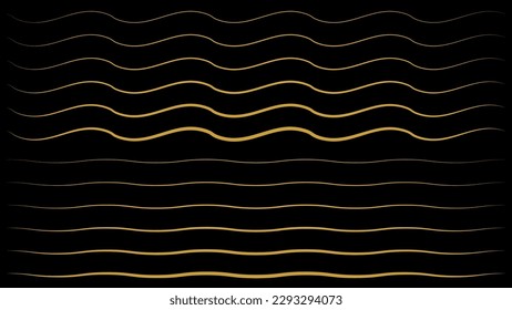 Set of golden contour waves isolated on white background. Design element.