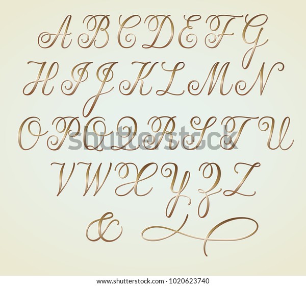 Set of\
Golden Copperplate Monogram Letters\
Alphabet