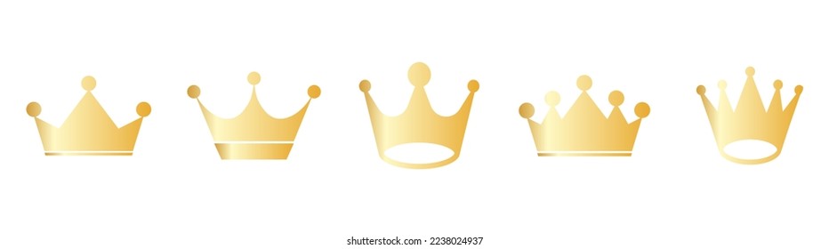 Set Golden Crown Sign . Crown with Gradient.Vector Illustration.