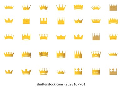 Set of golden crowns illustration
