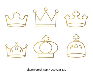 conjunto de coronas doradas- ilustración vectorial