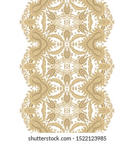 Set of golden decorative elements - ornamental vector border ribbons, oriental, medieval style