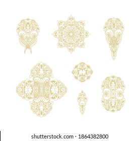 Set of golden decorative elements - ornamental border ornaments,frames, oriental style