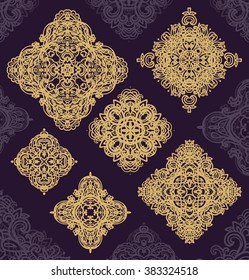 Set of golden  decorative vignettes