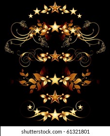 set of golden design elements