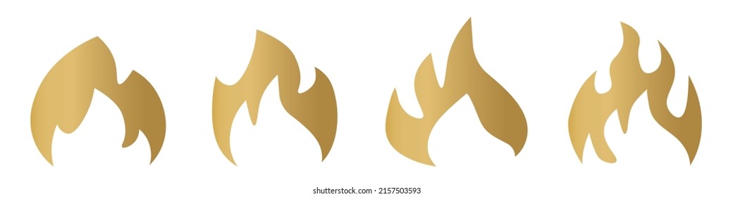 Reihe goldener verschiedener Feuer-Flammen - Vektorgrafik
