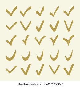 Set of golden different vector check marks