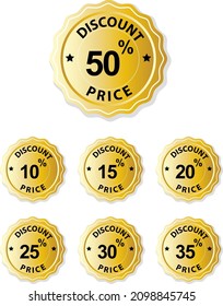 set golden discount badge for online shop flyer and brocures promotion