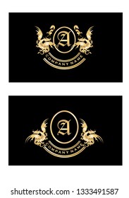 Set of Golden dragons logos design 