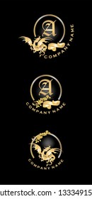 Set of Golden dragons logos design 