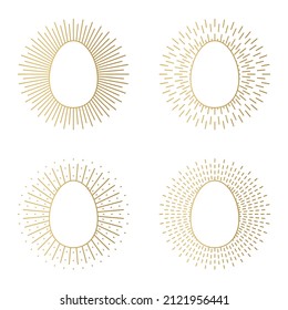 Satz goldener Ostereier mit Sonnenaufgängen - Vektorgrafik