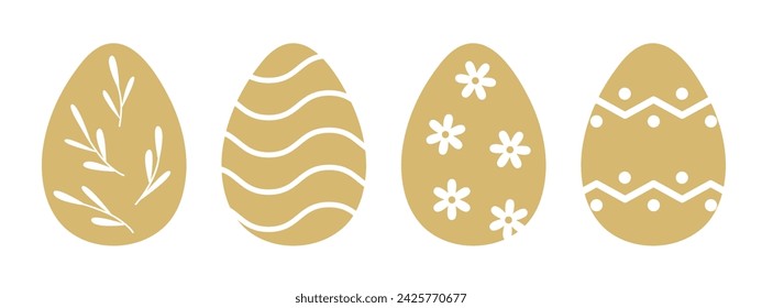 conjunto de huevos de pascua dorados - ilustración vectorial