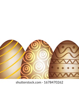 conjunto de huevos dorados diseño vectorial decorado con Pascua