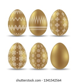 Set of golden eggs for easter eggs festival