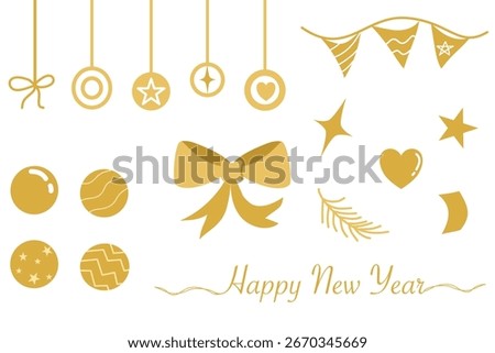 set of golden and elegant New Year element 