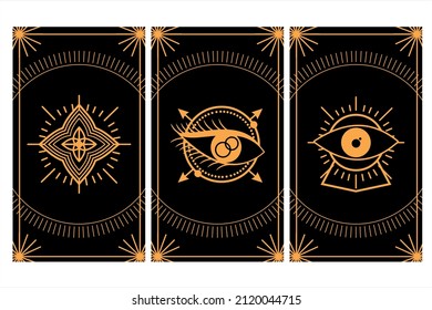 Set of golden esoteric vector illustration. Esoteric mystical elements. astrological, moon and horoscope 