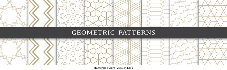 set of golden fancy geometric patterns