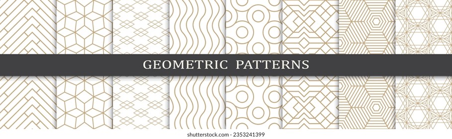 set of golden fancy geometric patterns