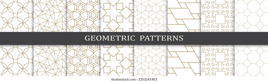 conjunto de patrones geométricos de fantasía dorada