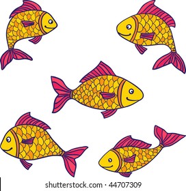 set of golden fishes