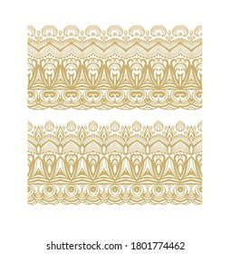 
Set of golden floral border ornaments,  on white background
