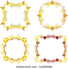 set of golden floral frames
