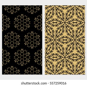 set of Golden floral geometric lace ornament. Seamless vector illustration. For interior design, wallpaper
