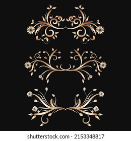 set of golden flourishes divider vector illustration with floral shapes. floral element,calligraphic element
