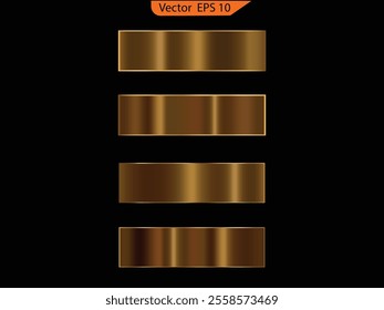 Set of golden foil, gold  foil texture background. Realistic gold, gradient mesh. High resolution