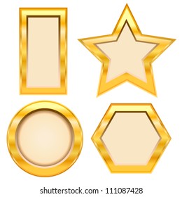 Set of golden frame on white background. Vector illustration